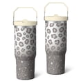thumbnail image 1 of 30 Oz Tumbler Silver Gradient Leopard Tumbler with Lid and Straw, Birthday Gift Cup for Friend Women Men Coffee Travel Mug Thanksgiving Day Halloween Christmas Gift Water Bottle, 1 of 7