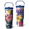 thumbnail image 1 of 30 Oz Tumbler Watercolor Flowers Tumbler with Lid and Straw, Birthday Gift Cup for Friend Women Men Coffee Travel Mug Thanksgiving Day Halloween Christmas Gift Water Bottle, 1 of 7