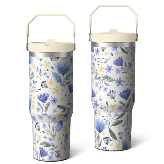 30 Oz Tumbler Watercolor Flowers Tumbler with Lid and Straw, Birthday Gift Cup for Friend Women Men Coffee Travel Mug Thanksgiving Day Halloween Christmas Gift Water Bottle