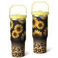thumbnail image 1 of 30 Oz Tumbler Yellow Leopard-print Sunflower Tumbler with Lid and Straw, Birthday Gift Cup for Friend Women Men Coffee Travel Mug Thanksgiving Day Halloween Christmas Gift Water Bottle, 1 of 7