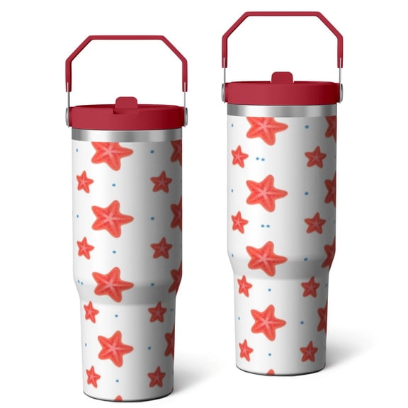 30 Oz Tumbler with Handle, SpillProof Insulated Cups Starfish Coffee Cup Western Travel Accessories Sports Watching Gifts for Commuting OnTheGo
