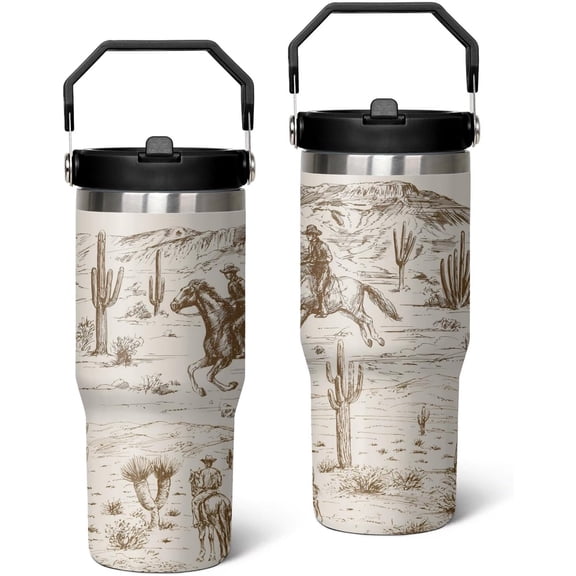 30 Oz Western Tumbler with Handle and Straw, Horse Gifts for Women Insulated Horse Cups, Double Wall Stainless Steel Horse Mugs for Horse Lovers, 30 Oz Horse Coffee Cup Gifts for Horse Lovers Women