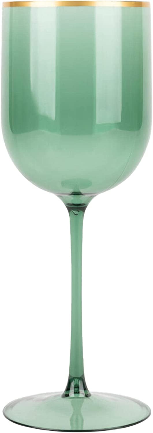 (30 PACK) EcoQuality Translucent Plastic Green Wine Glasses with Gold ...