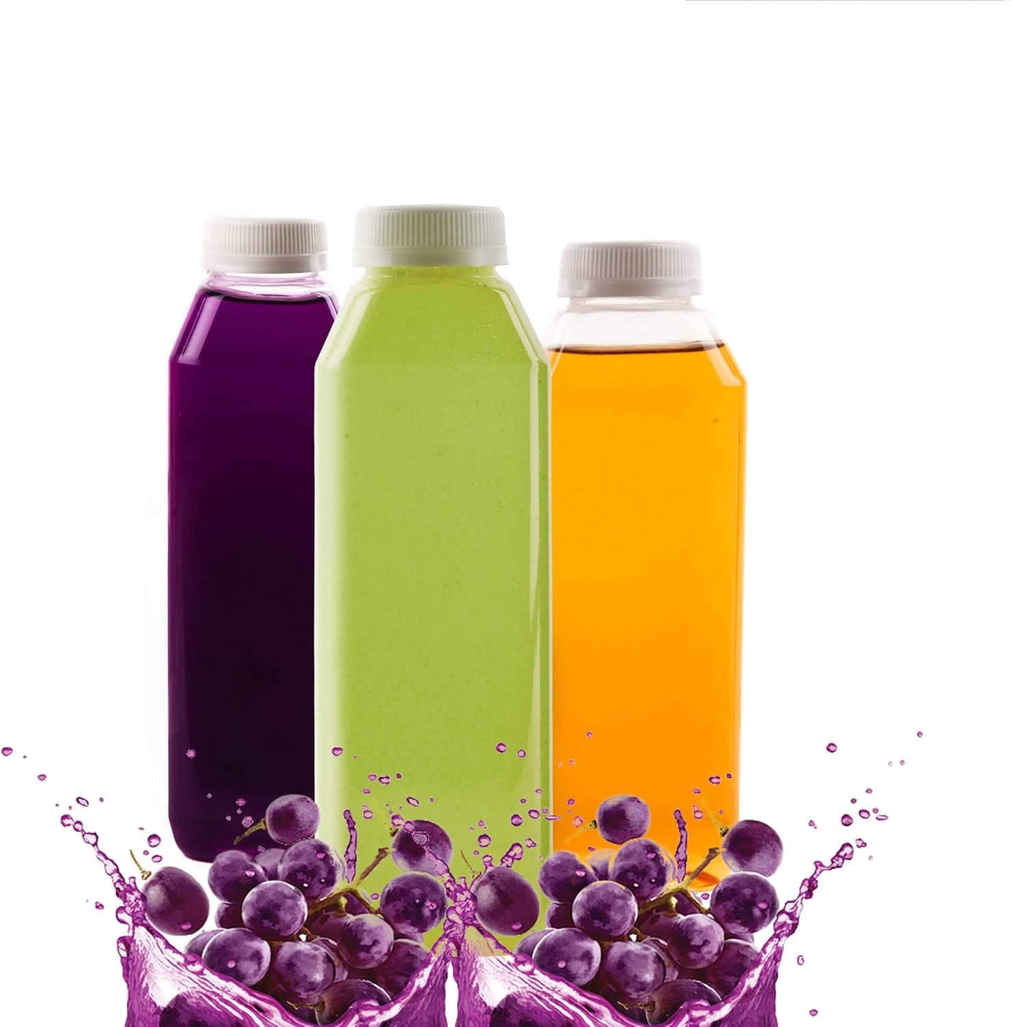 [30 PACK] Empty Clear Plastic Juice Bottles with Tamper Evident Caps 16 OZ - Smoothie Bottles - Ideal for Juices, Milk, Smoothies, Picnic's and even Meal Prep by EcoQuality Juice Containers