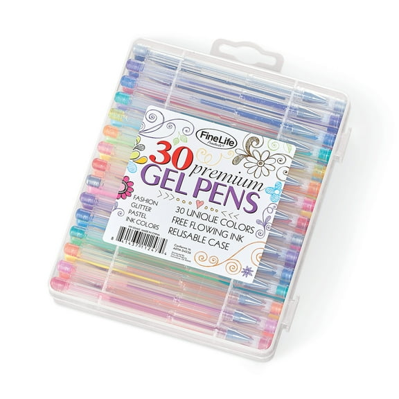 30 PC GEL PEN SET IN PLASTIC CASE