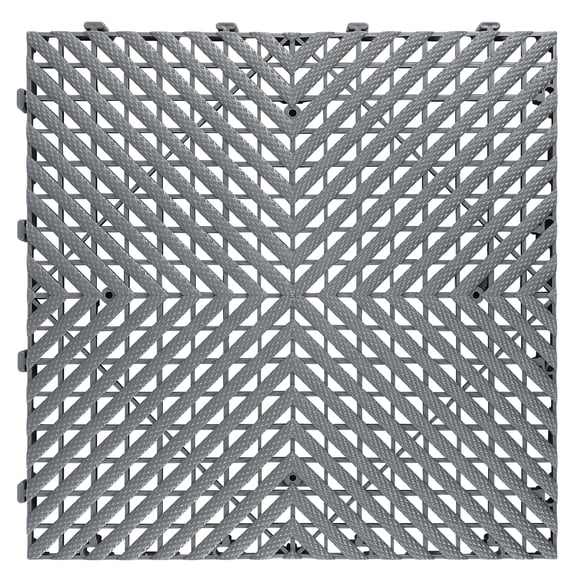 30-PC Grey Interlocking Garage Floor Tiles, 15.75"x15.75" Heavy-Duty Plastic Grating Tiles, Anti-Slip Surface for Garage, Basement, Workshop & Gym Floor Protection