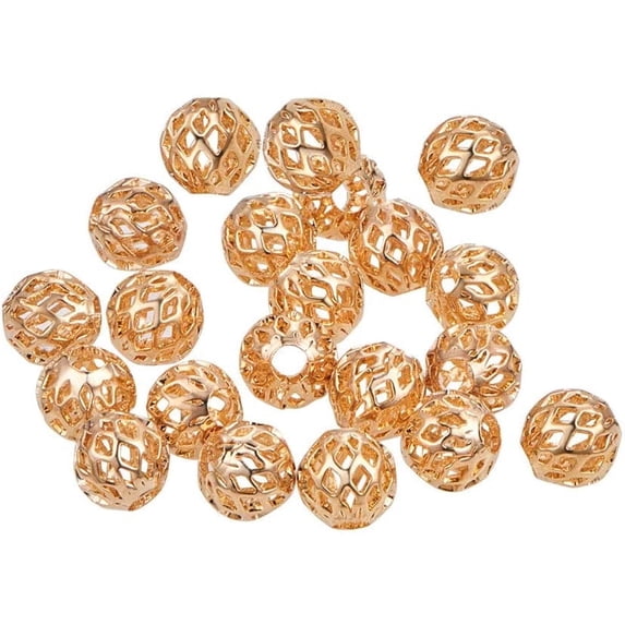 30 PCS 18K Gold Plated Spacer Beads Metal Spacer Beads for DIY Jewelry Making Findings and Other Craft Work - 8x3mm Hollow Shape