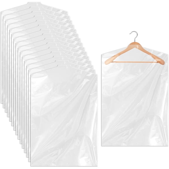 30 PCS 35.5 Inch Plastic Garment Bag, Dry Cleaner Bags Laundry Bags, Clear Hanging Clothing Covers for Coat Suit Shirt Jacket Skirt