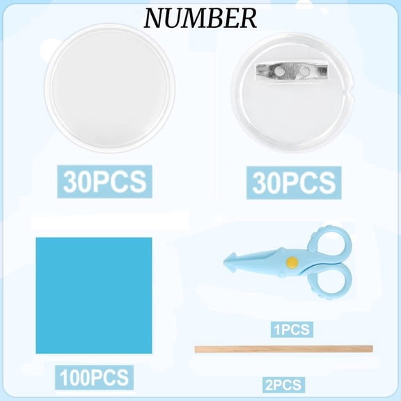 30 PCS 37 mm Buttons Badge Set, Plastic Transparent Badge, Acrylic DIY Lapel Pin
