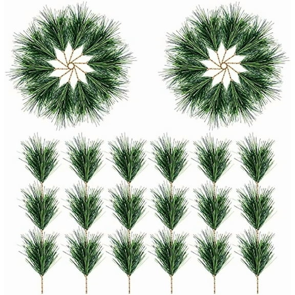 30 PCS / 60PCS Artificial Green Pine Needles Branches -Small Pine Twigs Stems Picks- Greenery Pine Picks for Christmas Garland Wreath Embellishing and Home Holiday Garden Decoration