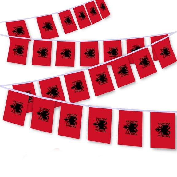 30 PCS Albania Flag String,32 FT albanian Bunting,Decoration Banner for Outdoor Indoor Patio Yard Decor