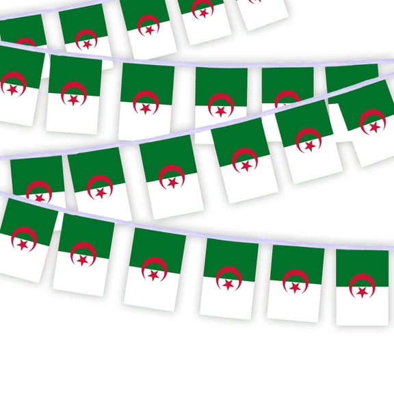 30 PCS Algeria Flag String,32 FT algerian Bunting,Decoration Banner for Outdoor Indoor Patio Yard Decor