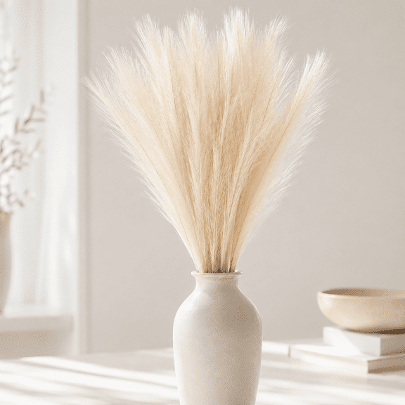 30 PCS Artificial Pampas Grass Decor, 21 Inch Faux Feather Grass Stems, Fluffy Vase Filler Floral Arrangement for Home, Wedding, Party and Boho Room Decors