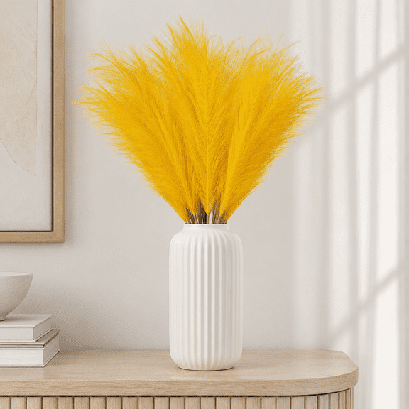 30 PCS Artificial Pampas Grass Decor, 21 Inch Faux Feather Grass Stems, Fluffy Vase Filler Floral Arrangement for Home, Wedding, Party and Boho Room Decors
