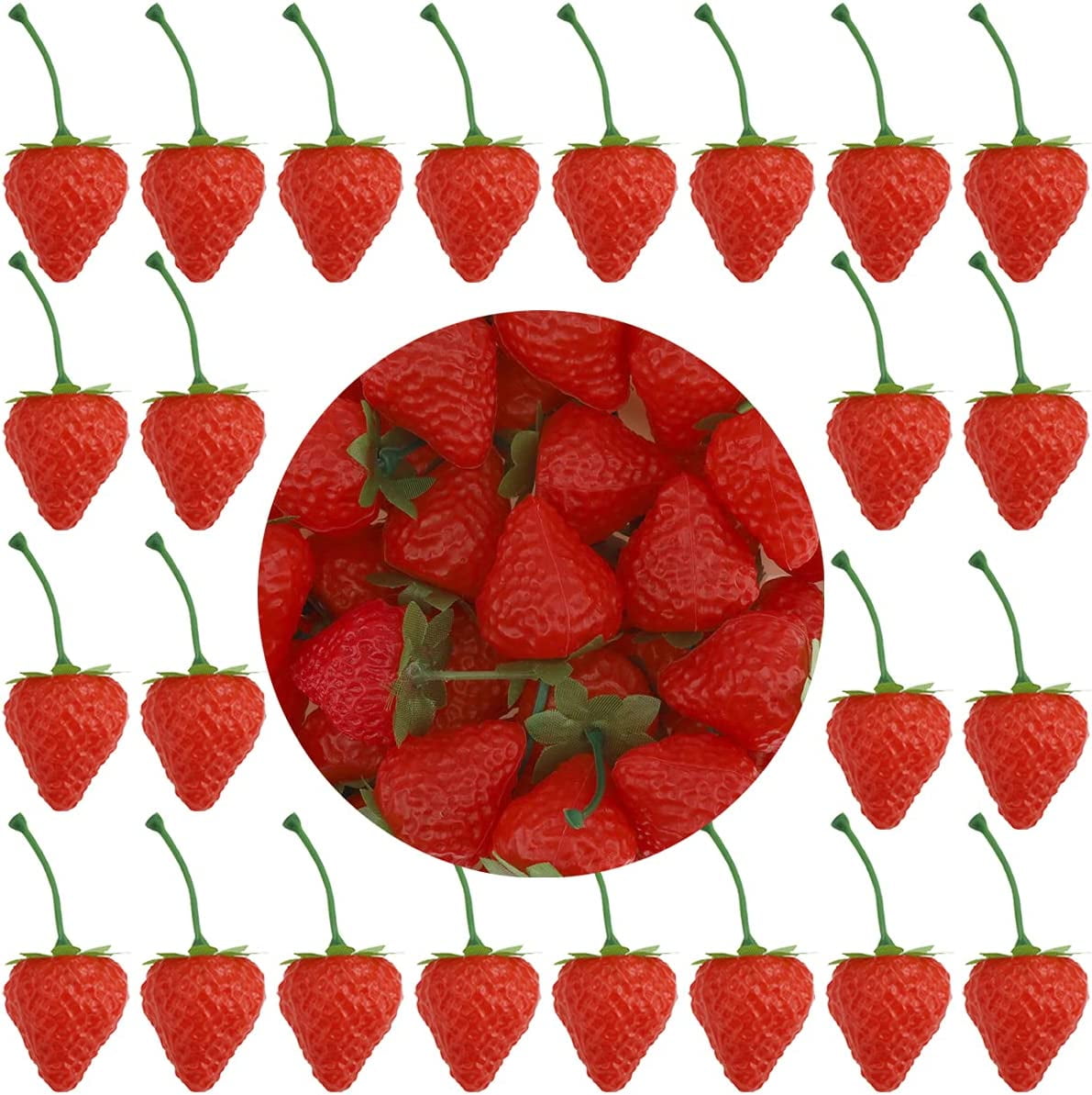 30pcs Artificial Strawberries - Lifelike Fake Plastic Fruit For Home Decor & Photography