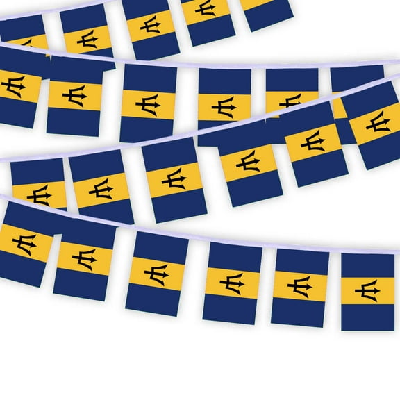 30 PCS Barbados Flag String,32 FT Barbados Bunting,Decoration Banner for Outdoor Indoor Patio Yard Decor