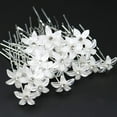 thumbnail image 1 of 30 PCS Bride Wedding Hair Pins White Flower Bridal Head Clip Crystal Rhinestone Hair Barrettes U-Shape Hair Clips Hair Accessories for Bridal Wedding Women, 1 of 5