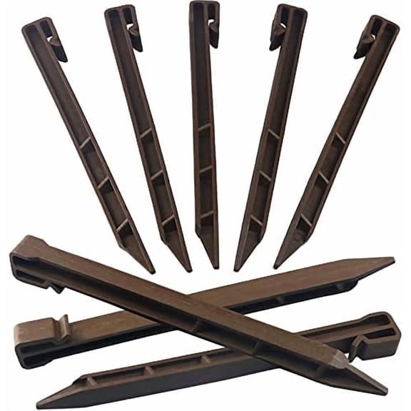 30 PCS Brown Landscape Edging Garden Stakes, 10 Inch Landscaping Anchoring Spikes Heavy Duty Plastic Garden Netting Ground Stakes Brown for Edging & Terrace Board