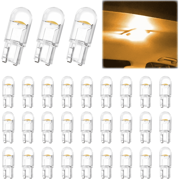30 PCS Car LED Bulbs, 24V W5W T10 Wedge COB LED Replacement Bulb, 6000K License Plate Light Bulb, Error Free Interior Bulb for Dashboard Light, Dome Lights,License Plate Lights