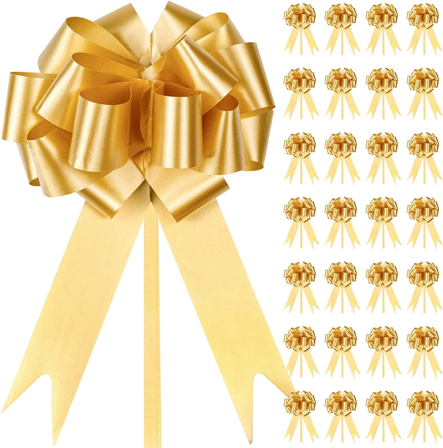 30 PCS Christmas Gold Gift Wrap Bows, Pull Bows for Wrapping, Large Decor Bow Baskets, Flower Bouquets, Birthday Present Box, Wedding Car
