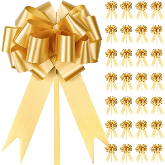 30 PCS Christmas Gold Gift Wrap Bows, Pull Bows for Wrapping, Large Decor Bow Baskets, Flower Bouquets, Birthday Present Box, Wedding Car