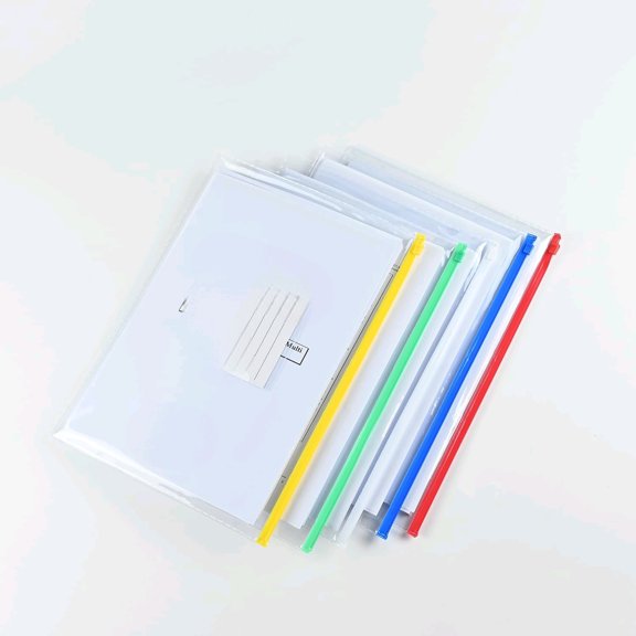 30 PCS Clear Zipper Pouches, Poly Zip Envelopes, Plastic Zipper Folders with Pocket, Document Bags for Office (12.8 x 9.25 inch)$$Office