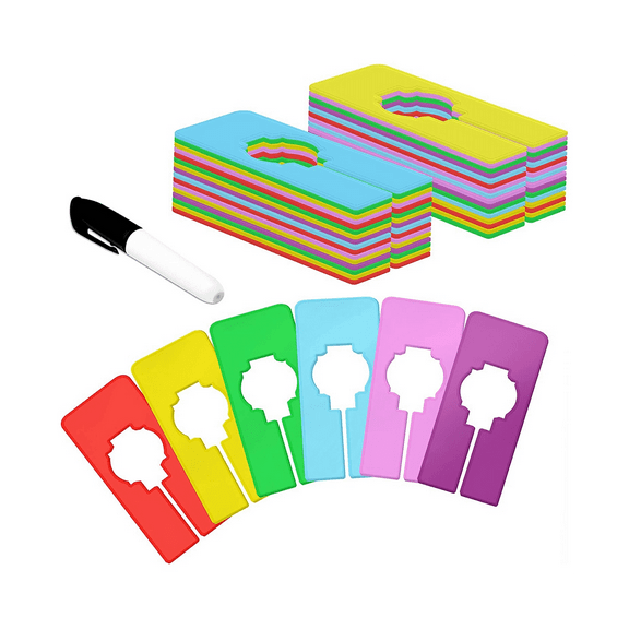 30 PCS Closet Rack Dividers,6 Colors Rectangular Clothing Hanger Dividers, Reusable for Sorting Clothes Size,Color Brand