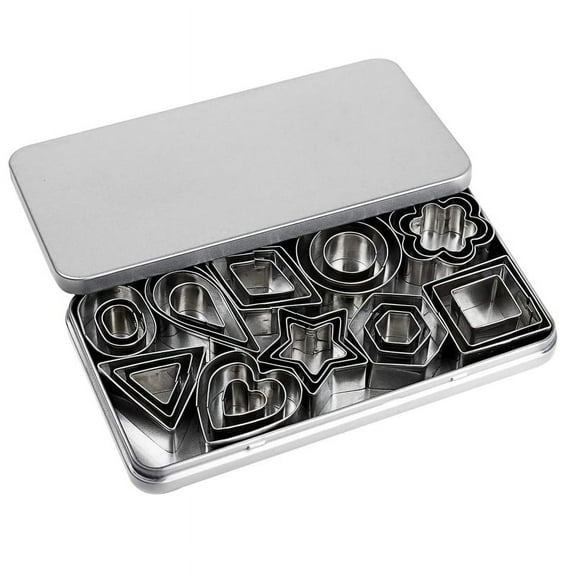 30 PCS Cookie Baking Tool Set Biscuit Moulds Cookie Cutter 10 Different Shapes with Storage Box Stainless Steel Material