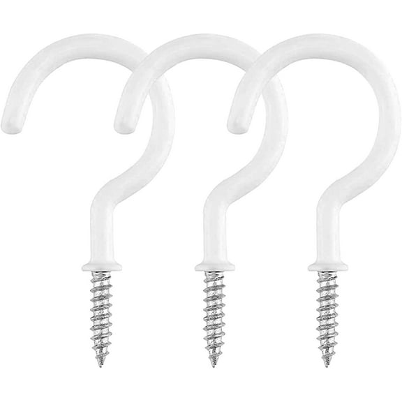 30 PCS Cup Hooks. Ceiling Hanging Hooks Screw Cup Hooks Utility Black Screw-in Hooks Heavy Duty Mug Cup Hook Holders for Hanging Tea Cup Key Indoor and Outdoor Use (White)