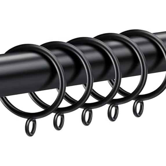 30 PCS Curtain Rings, 1.5 Inch Curtain Rings Metal Drapery Ring for Curtain Rods Black