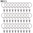 thumbnail image 1 of 30 PCS Curtain Rings with Clips, Strong Drapery Clips Hooks on Tension Rod Bracket, Interior Diameter Metal Eyelets Decorative Drapes Window Hangers, 1 of 9