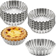 30 PCS Egg Tart Mold for Baking, 3.8 Inch Stainless Steel Mini Tart Tin Pans, Ensaymada Molder Filipino, Pie Tartlet Cupcake Cake Muffin Mold
