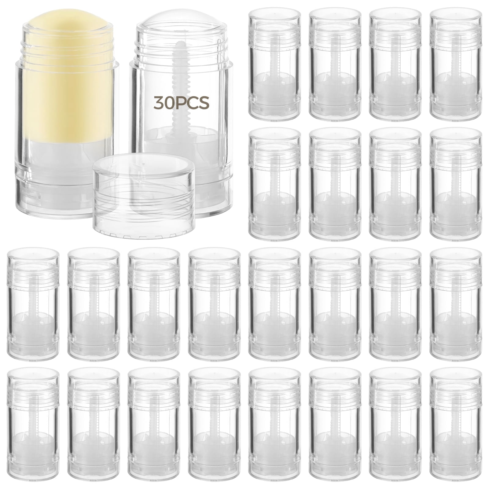 30 PCS Empty Deodorant Containers, 1 oz Refillable Transparent Plastic Deodorant Stick Bottles, 30 ml Twist-up Bottom Filling Clear Tube for DIY
