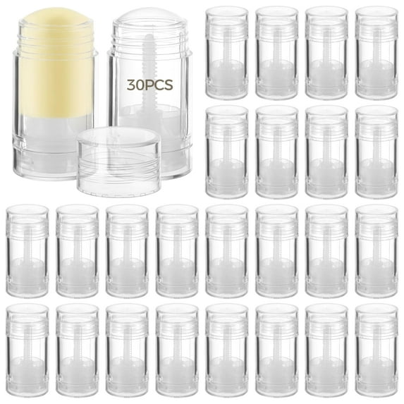 30 PCS Empty Deodorant Containers, 1 oz Refillable Transparent Plastic Deodorant Stick Bottles, 30 ml Twist-up Bottom Filling Clear Tube for DIY