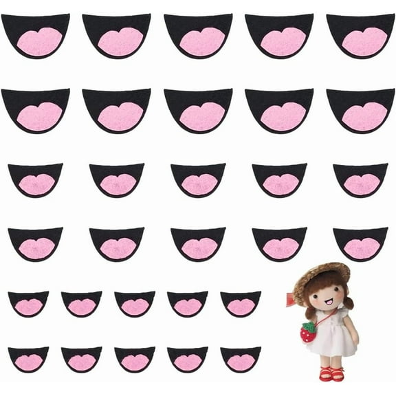 30 PCS Felt Mouth for Dolls 3 Size Felts Craft Mouths Pink Black Felts Mouths Safety Felt Mouth for Crafts Puppet Teddy Bear Crochet Stuffies Plush Animals DIY Making Accessories diy