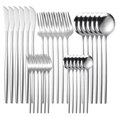 thumbnail image 1 of 30 PCS Flatware Set with Steak Knives Spoons and Forks Service for 6, Cutlery Utensil Set Basics Tableware,Mirror Finish, Dishwasher Safe, 1 of 6