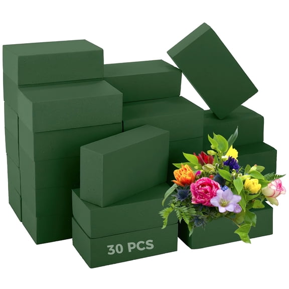 30 PCS Floral Foam Bricks - Wet & Dry Green Flower Arranging Foam for Fresh & Artificial Flowers, 5.5x3.1x1.8in Blocks for DIY Centerpieces, Crafts & Bouquets