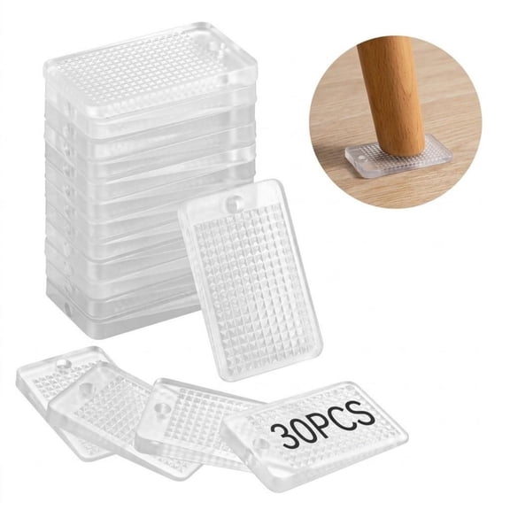 30 PCS Furniture Leveling Shims, 1.97" x 1.16" Non-Skid Clear Plastic Pads, Easy-to-Cut Table Levelers