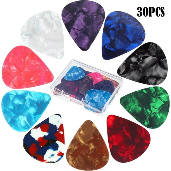 30 PCS Guitar Picks, 3 Different Thickness Abstract Art Colorful Celluloid Guitar Pick Plectrums Stocking Stuffers For Bass, Electric, Acoustic Guitars Includes 0.46mm, 0.71mm, 0.96mm (Color Random)