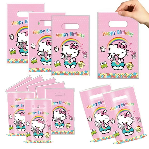 30 PCS Hello Kitty Gift Bags Kitty Goodie Bags Kitty For Kids Birthday Cat Party Flavor Bags Candy Bags