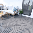 thumbnail image 1 of 30 PCS Interlocking Deck Tiles，12" x 12" Square Hardwood Outdoor Flooring with Striped Pattern,Waterproof and Fade-Resistant for Patio, Balcony, Poolside,Light Gray, 1 of 7