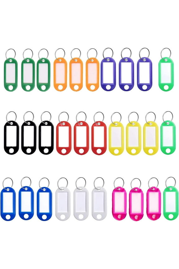 30 PCS Key Tags,Key Fobs Labels Key Rings Name Tags Key Label Tags with Split Ring Key Tags Paper Plastic Key Tags with Labels Heavy Duty for Luggage Pet Id Name Office Key Labels 10 Colors