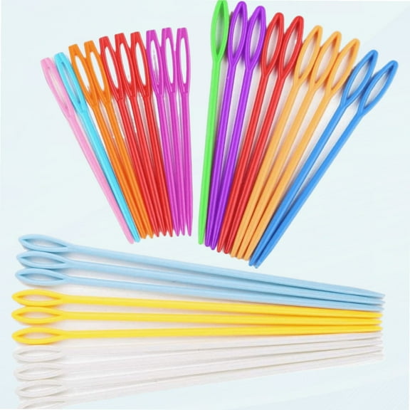 30 PCS Large Eye Plastic Needles, 2.7Inch/3.5Inch/5.9Inch Plastic Weaving Needles, Yarn Needles, Learning Needles, Safety Plastic Lacing Needles for Kids & Sewing Handmade Crafts
