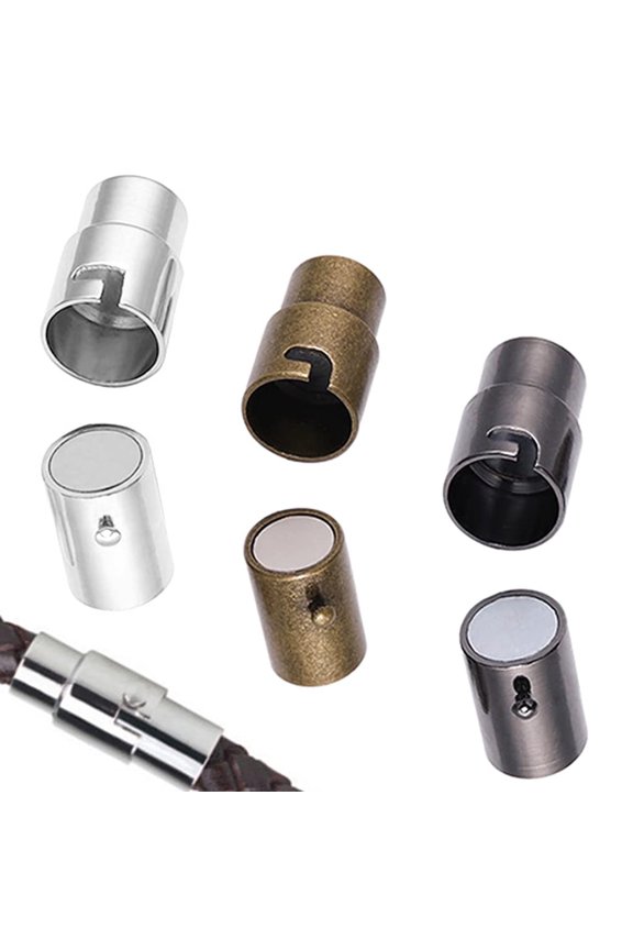 30 PCS Magnetic Clasps for Jewelry, Leather Cord End Caps Magnetic Locking Clasps and Closures, Jewelry Making Supplies for Leather Bracelet, Kumihimo (3 MM / 0.12 in)