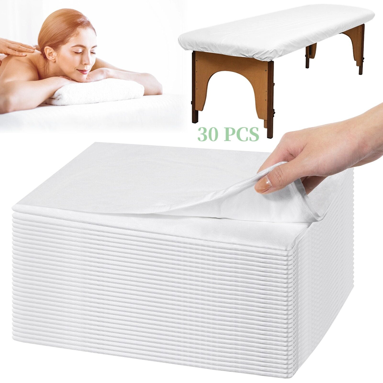 30 PCS Massage Bed Sheets, Oilproof and Waterproof Massage Table Sheets, 35.4 x 86.6 Inches Spa Bed Covers, Disposable Protective Sheets for Beauty Salon Skincare