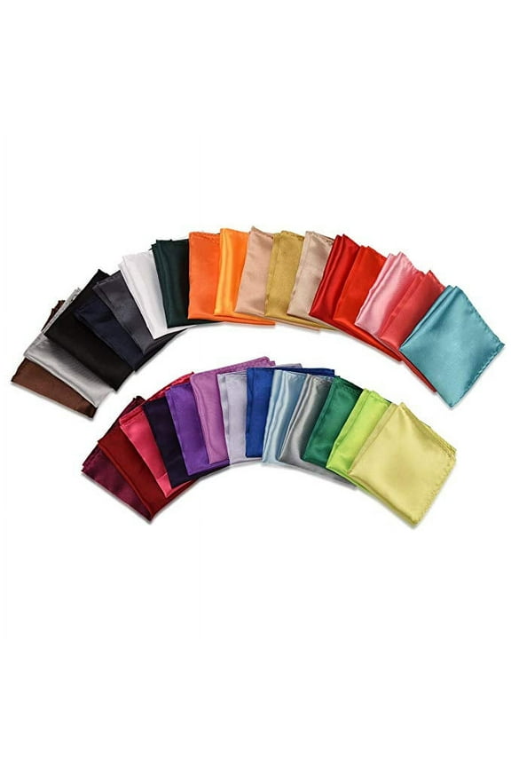 30 PCS Mens Solid Mixed Color Pocket Squares Set Wedding Handkerchiefs