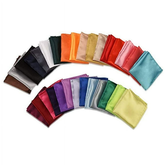 30 PCS Mens Solid Mixed Color Pocket Squares Set Wedding Handkerchiefs