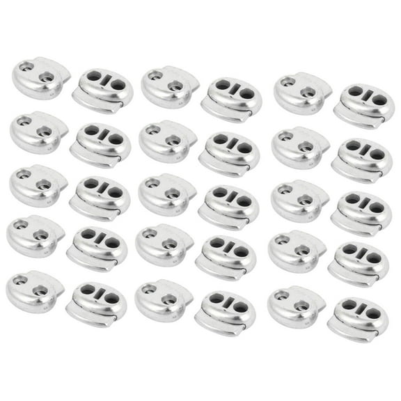 30 PCS Metal 4.5mm Dia Double Hole Backpack Drawstring Spring Cord Locks Ends