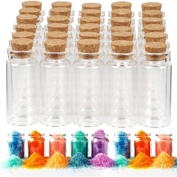 30 PCS Mini Glass Bottles, 10ml Small Glass Bottles, Vials Cork Stoppers, Spell Jars DIY Message Decoration Mini Vials for Party, Art Crafts, DIY Projects, Wedding Favors