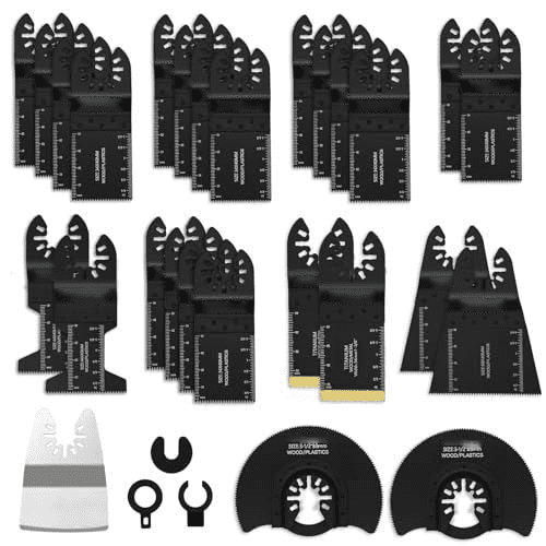 30 PCS Oscillating Saw Blades, Universal Titanium Bi-Metal & Japanese Tooth Multi-Tool Blades & Scraper for Wood, Plastic & Metal, Quick Release Fit DeWalt Dremel Bosch Fein Milwaukee$$